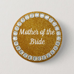 Mother of the Bride gold rhinestone bg Button