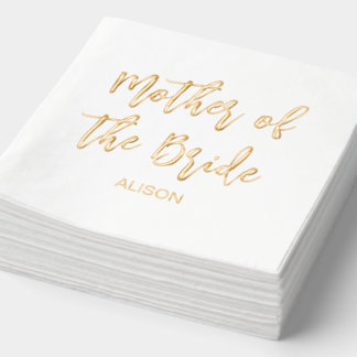 Mother of the Bride Gold White Wedding Foil Napkins