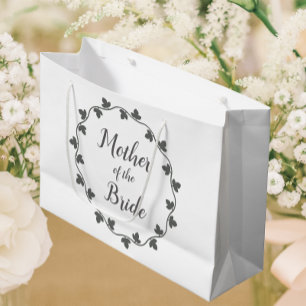 Mother of the Bride Gray Ivy Wreath White Large Gift Bag