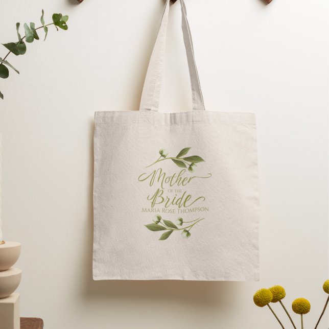 Mother of the Bride Greenery Floral Personalized Tote Bag (Creator Uploaded)