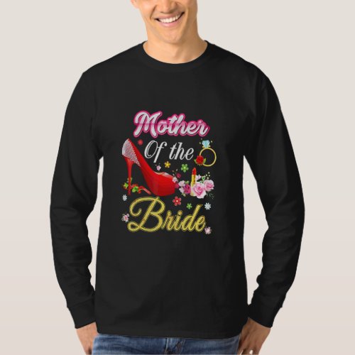 Mother Of The Bride Happy Wedding Flower Pink Shoe T_Shirt