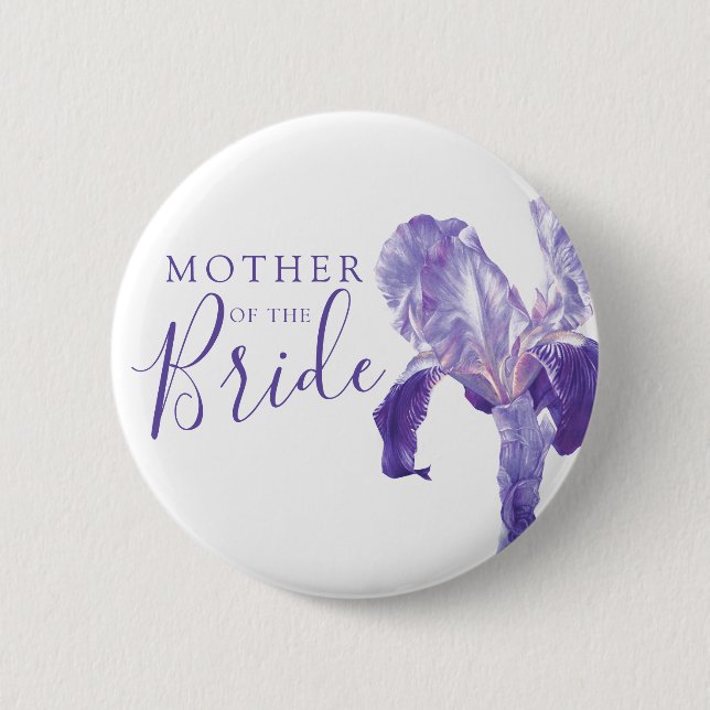 Mother of the bride iris purple wedding button (Front)