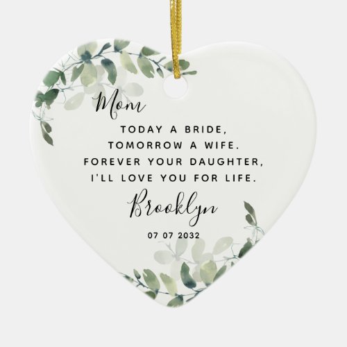 Mother of the Bride Keepsake   Ceramic Ornament