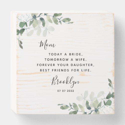 Mother of the Bride Keepsake Eucalyptus Wooden Box Sign