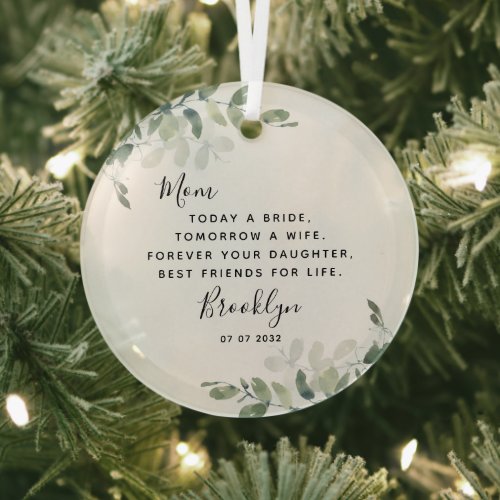 Mother of the Bride Keepsake Glass Ornament