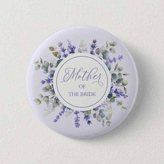 Mother Of The Bride Lavender Eucalyptus Framed Button (Front)