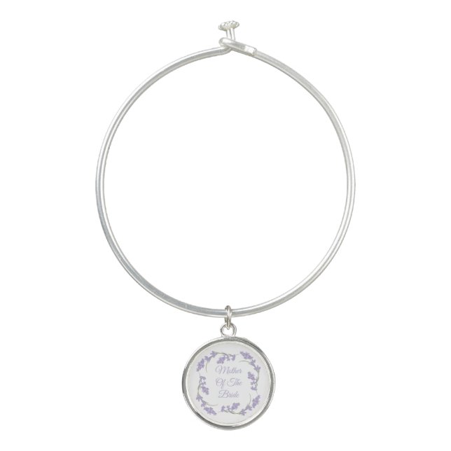Mother of the Bride Lavender Floral Wreath Bangle Bracelet (Front)