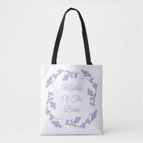 Mother of the Bride Lavender Floral Wreath Tote Bag
