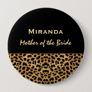 Mother of the Bride Leopard Print Custom Name V2 Pinback Button