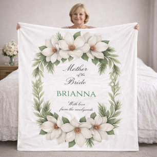 Mother of the Bride Magnolia Wedding Gift Fleece Blanket