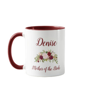 Mother of the Bride Marsala Pink Floral Wedding Mug