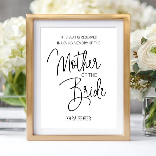 Mother of the Bride Memorial Reserved Seat Wedding Poster