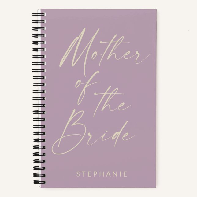 Mother of the Bride Minimalist Lilac Personalized Notebook (Front)