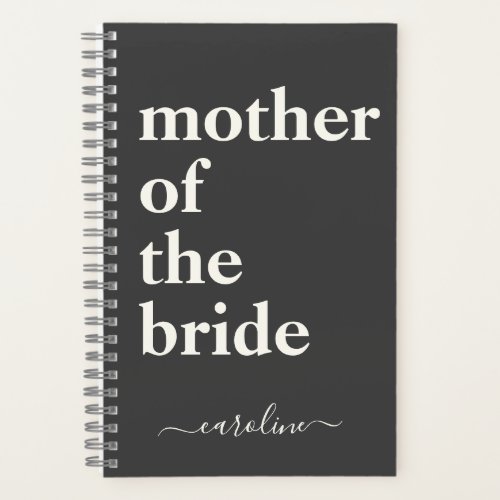 Mother of the Bride Minimalist Modern Custom Black Notebook