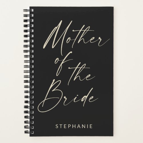 Mother of the Bride Minimalist Personalized Black Notebook