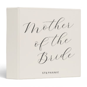 Mother of the Bride Minimalist Personalized Ivory 3 Ring Binder