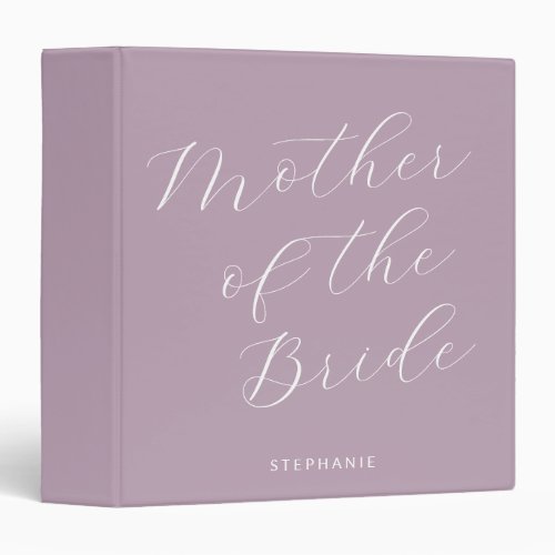 Mother of the Bride Minimalist Personalized Lilac 3 Ring Binder