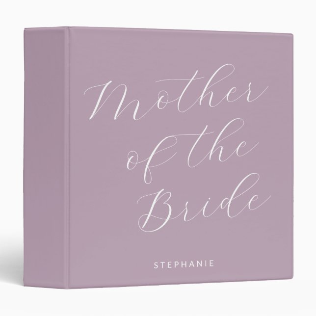 Mother of the Bride Minimalist Personalized Lilac 3 Ring Binder (Front/Spine)