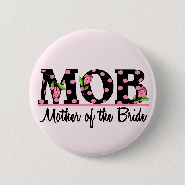 Mother of the Bride (MOD) Tulip Lettering Pinback Button (Front)