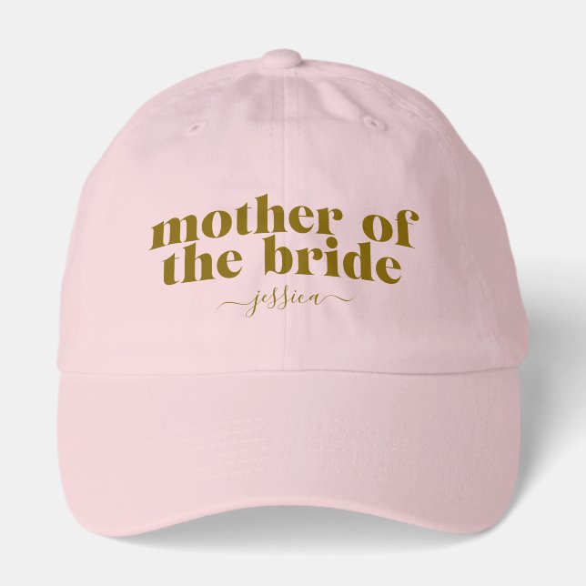 Mother of the Bride Modern Pink Custom Name   Hat (Front)