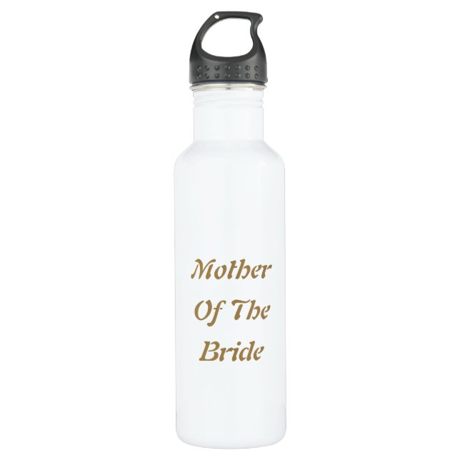 Mother Of The Bride Mom Gold White Gift Favor Stainless Steel Water Bottle (Front)