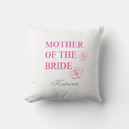 Mother Of The Bride Name Monogram Tropical Floral  Outdoor Pillow