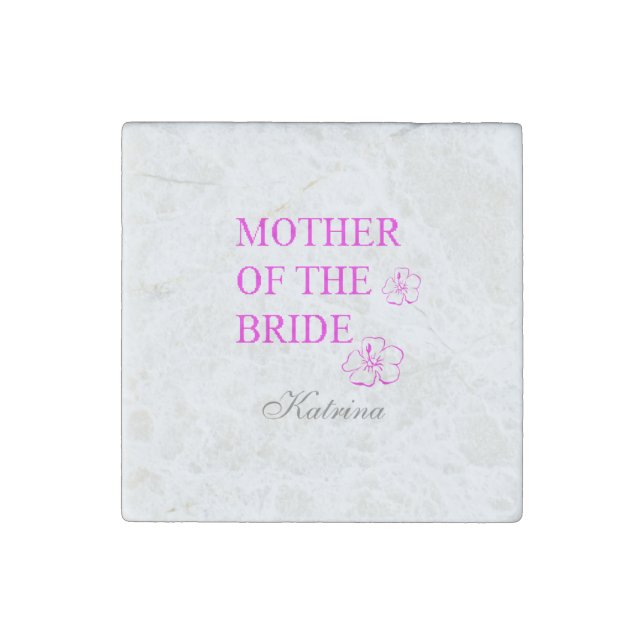 Mother Of The Bride Name Monogram Weddings Floral Stone Magnet (Front)