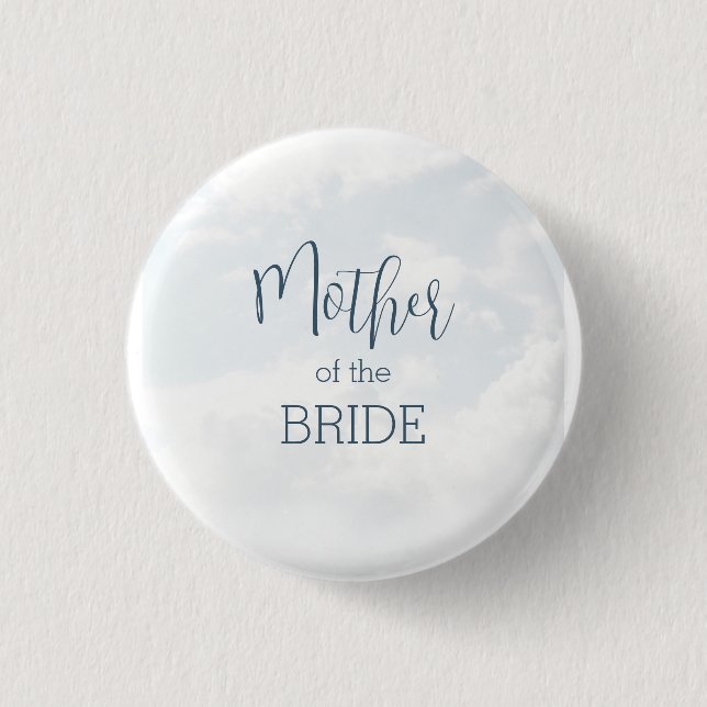 Mother of the Bride On Cloud Nine Bridal Shower Button (Front)