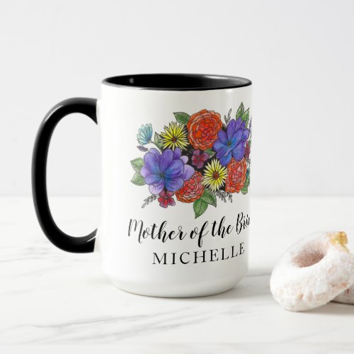 Mother of the Bride or Groom Bouquet with Name Mug