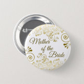 Mother of the Bride Ornate Gold Filigree Wedding Button (Front & Back)