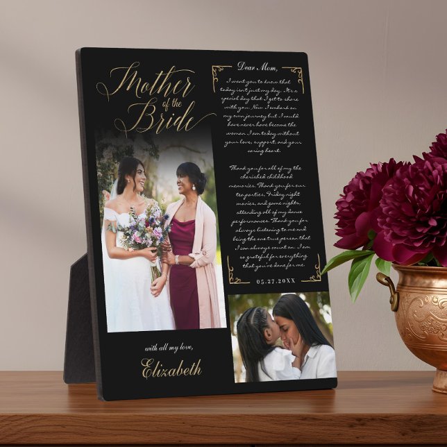 Mother of the Bride Personalized Wedding Photo Plaque (Father of the Bride Photos Wedding Memory Keepsake Plaque)