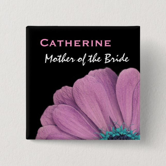 Mother of the Bride Pink Daisy Wedding Button (Front)