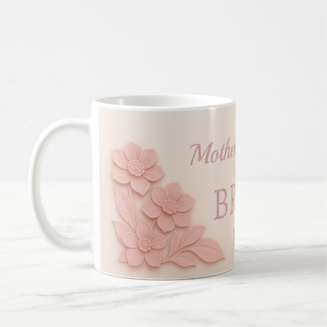  Mother Of The Bride Pink Floral Coffee Mug (Left)