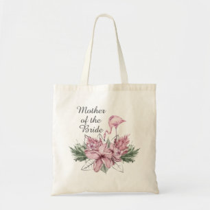 Mother of the Bride Pink Floral Flamingo Tote Bag