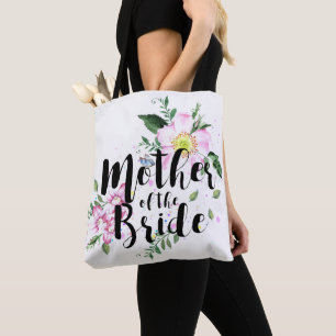 Mother of the Bride Pink Floral Watercolor Wedding Tote Bag