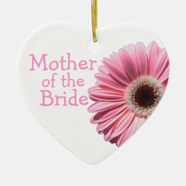 Mother of the Bride Pink Gerbera Daisy Ceramic Ornament (Front)