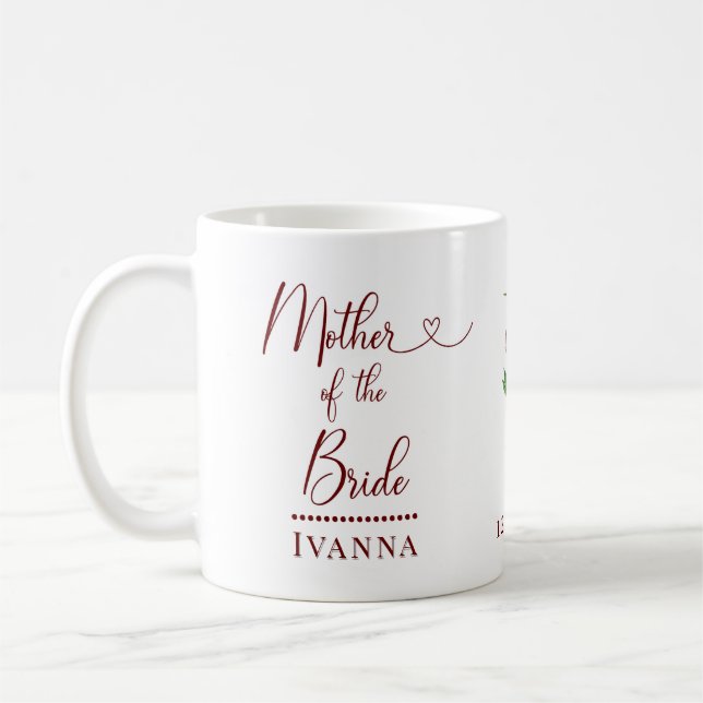 Mother of the Bride Pink Peony Wedding Coffee Mug (Left)
