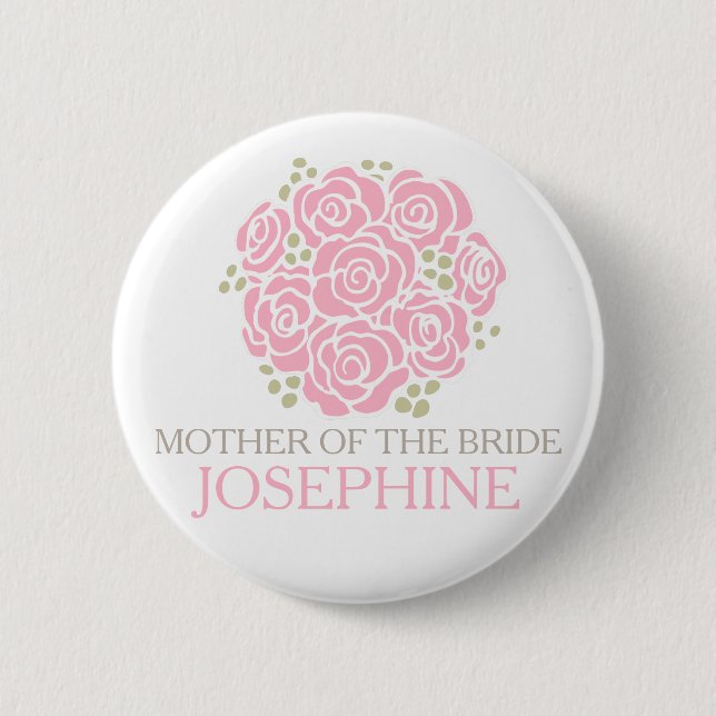 Mother of the bride pink posy wedding pin button (Front)