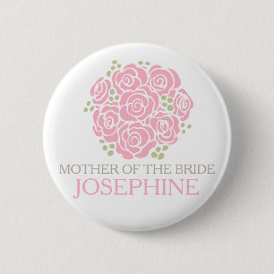 Mother of the bride pink posy wedding pin button