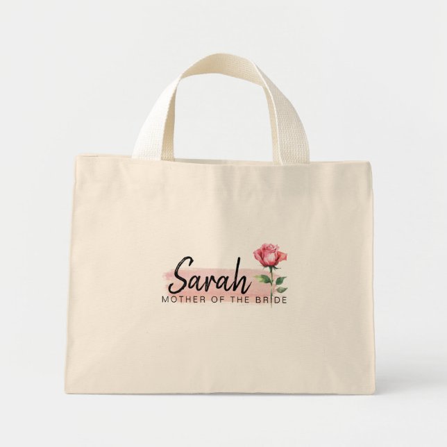 Mother of the Bride Pink Rose Tote Bag – Customize (Front)