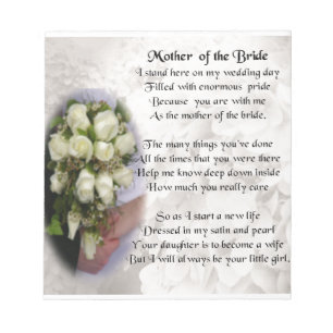 Mother of the Bride Poem - Wedding Bouquet 2 Notepad