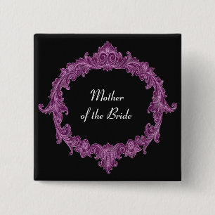 MOTHER OF THE BRIDE Purple Black Vintage V08 Button