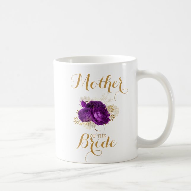 Mother of the Bride Purple Gold Floral Coffee Mug (Right)