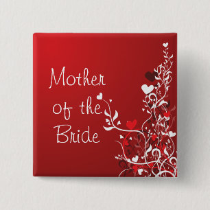 Mother of the Bride ---- Red Scroll Pinback Button