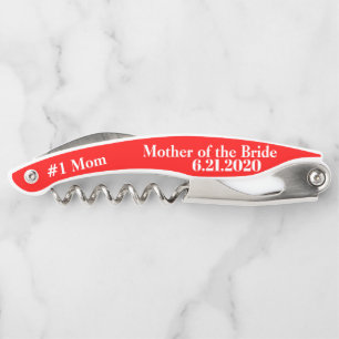 Mother of the Bride Red Wedding Favor Corkscrews