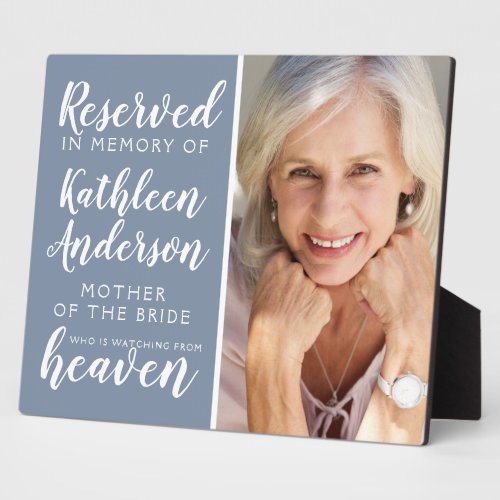 Mother of the Bride Reserved Photo Memorial Plaque