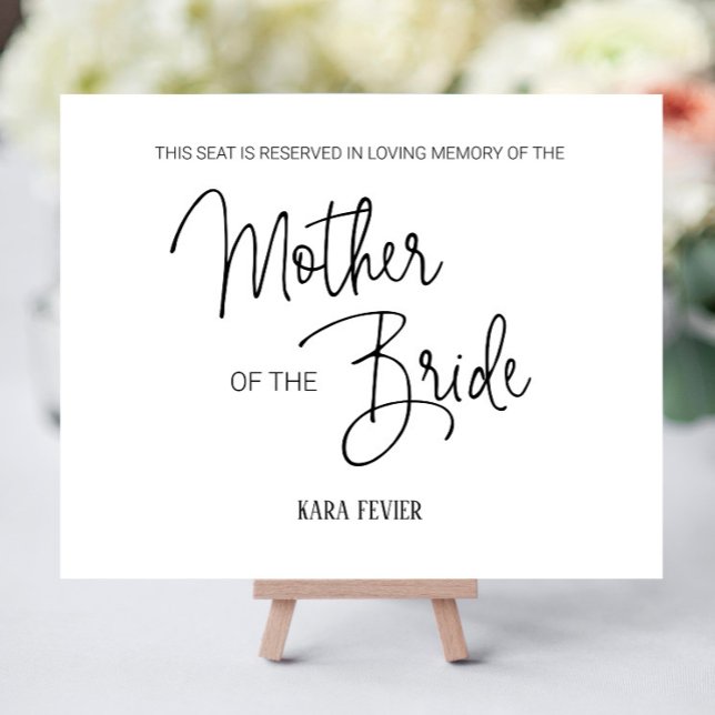 Mother of the Bride Reserved Seat Wedding Memorial Foam Board (Creator Uploaded)