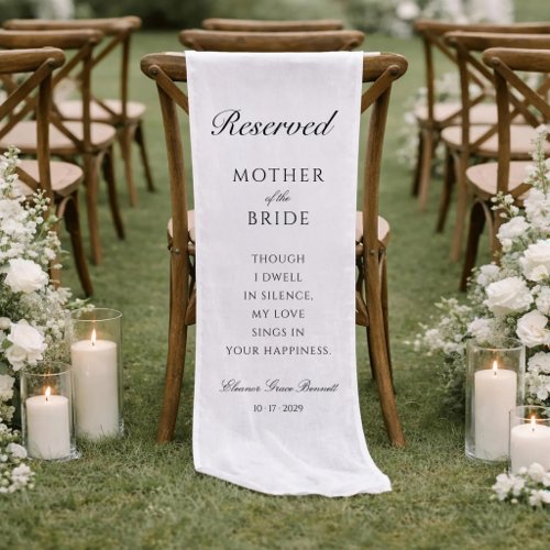 Mother Of The Bride Reserved Wedding Memorial Short Table Runner