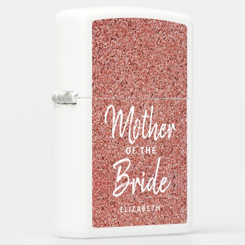 Mother of the Bride Rose Gold Glitter Personalized Zippo Lighter