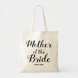 Mother of the bride script calligraphy wedding tote bag